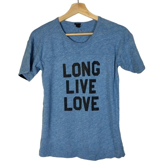 J. Crew Blue Long Live Love Graphic Short Sleeve T-Shirt XS - Picture 1 of 3
